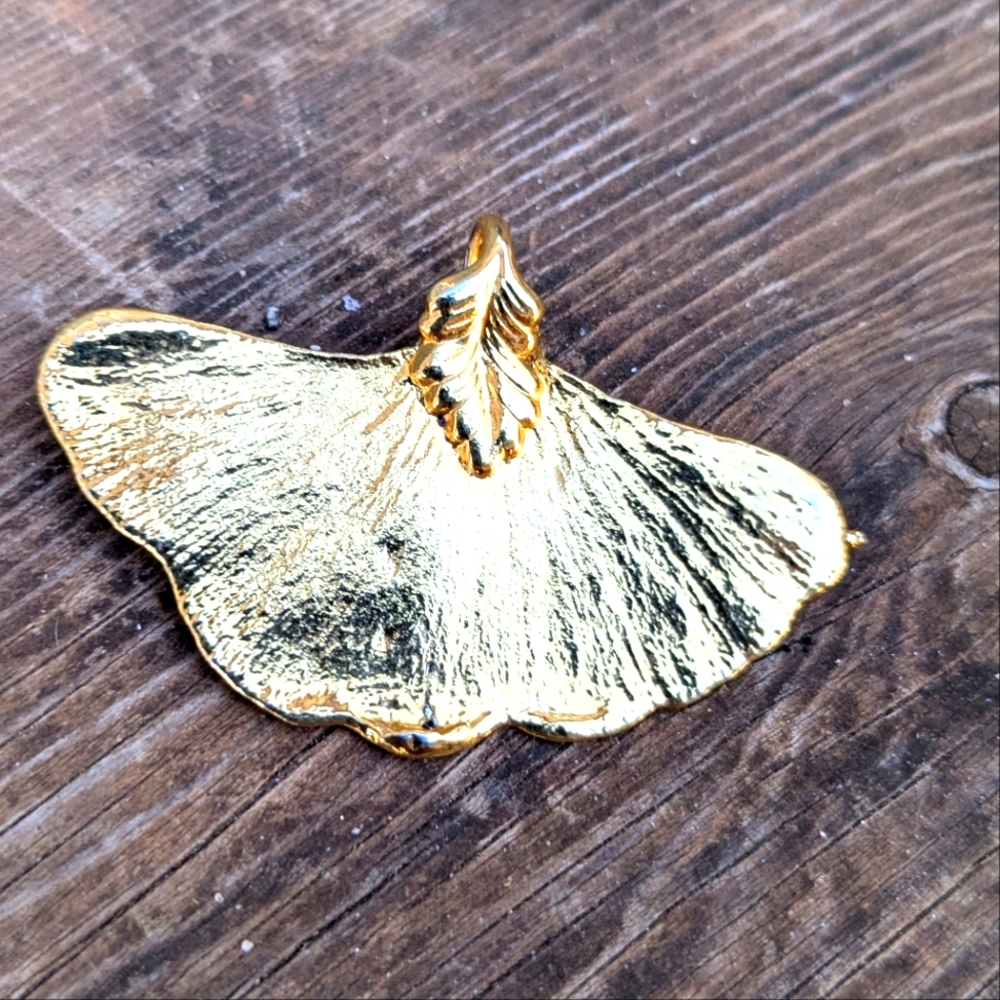Gold Dipped Ginkgo Leaf Pendant